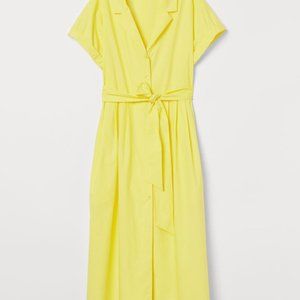 Yellow Cap Sleeve Shirt Dress